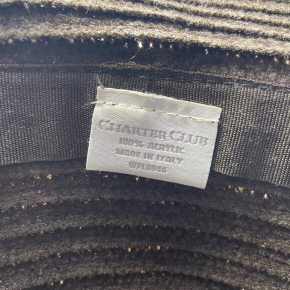 Charter Club Brown Fabric Bucket Hat Woven Texture Bow Accent - Picture 11 of 12